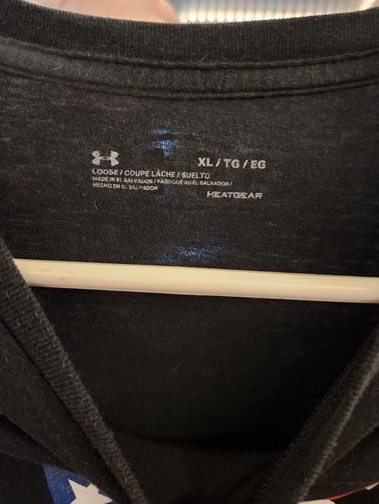 Under Armour Men's Freedom Flag Logo T-Shirt Black/White XL Loose Fit EUC - Picture 2 of 3